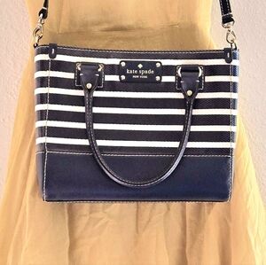 Kate Spade Navy and White Striped Shoulder Bag